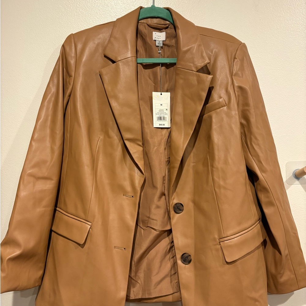 A New Day Tan Blazer Classic Notched Lapels